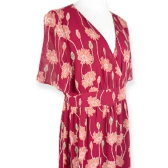 Madewell Tulip-Sleeve Maxi Dress in Tall Sunflowers Floral Faux Wrap 12