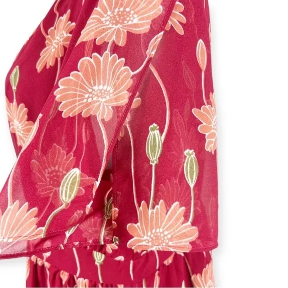 Madewell Tulip-Sleeve Maxi Dress in Tall Sunflowers Floral Faux Wrap 12