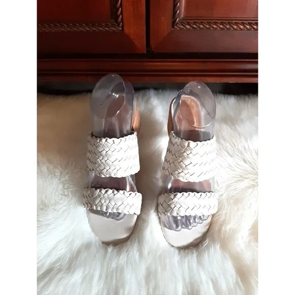 Madewell Women's Size 8.5 The Kiera Mule Sandal in Woven Leather Pale Oyster