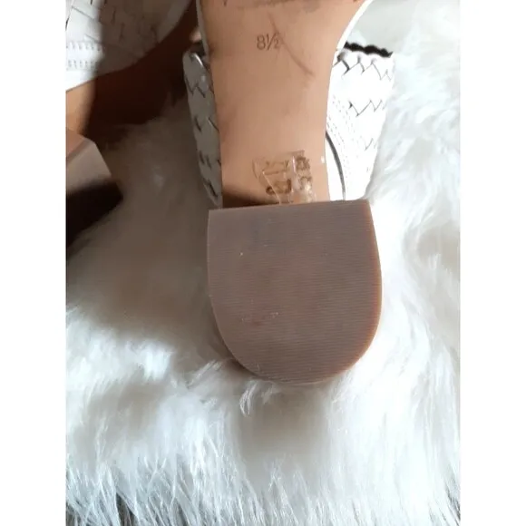 Madewell Women's Size 8.5 The Kiera Mule Sandal in Woven Leather Pale Oyster