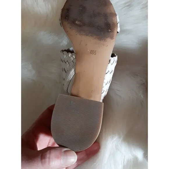 Madewell Women's Size 8.5 The Kiera Mule Sandal in Woven Leather Pale Oyster