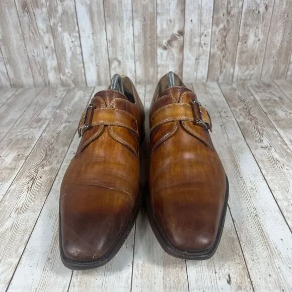 Magnanni Brown Marco 2 Leather Monk Strap Dress Shoes Elegant‎ Formal Wear