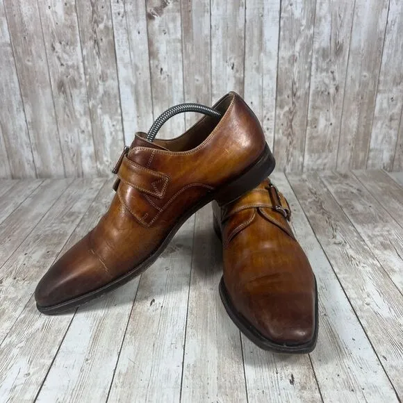 Magnanni Brown Marco 2 Leather Monk Strap Dress Shoes Elegant‎ Formal Wear