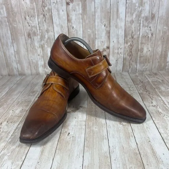 Magnanni Brown Marco 2 Leather Monk Strap Dress Shoes Elegant‎ Formal Wear