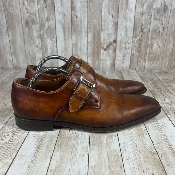 Magnanni Brown Marco 2 Leather Monk Strap Dress Shoes Elegant‎ Formal Wear