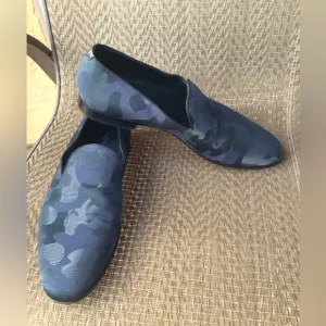 Magnanni Guapo Sky Camo Blue/Black Formal Venetian Men’s Loafers Shoes