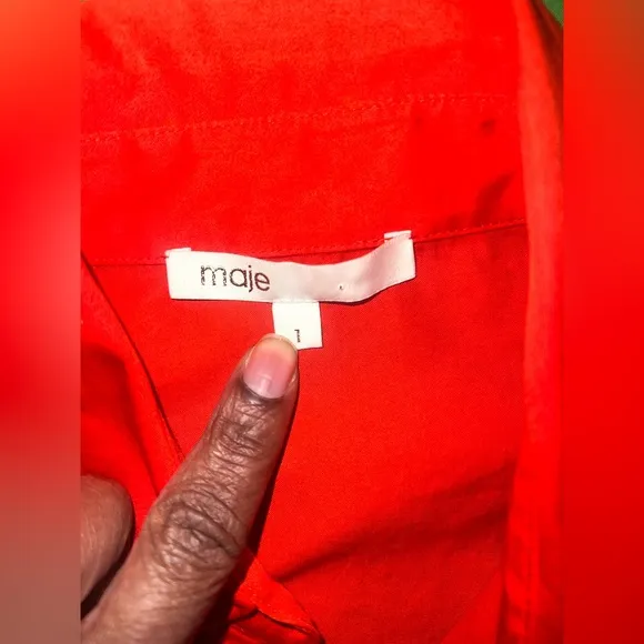 Maje  Elegant Red Women's Dress size Small- 2 Missing buttons