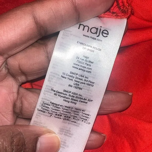 Maje  Elegant Red Women's Dress size Small- 2 Missing buttons