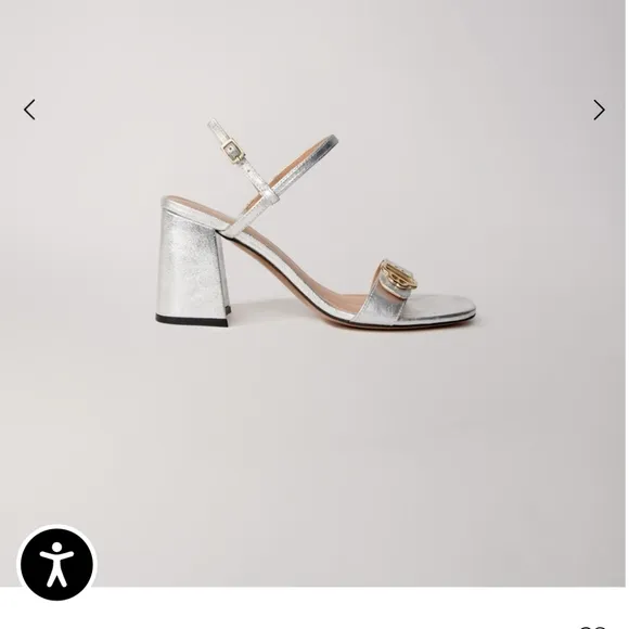 MAJE gold metallic genuine leather sandals block heel Size EUR 40, US 9.5