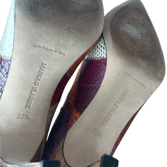 Manolo Blahnik Multicolor Snakeskin Pumps size 37.5 EU