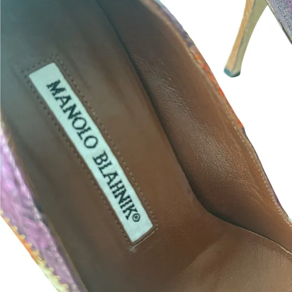Manolo Blahnik Multicolor Snakeskin Pumps size 37.5 EU