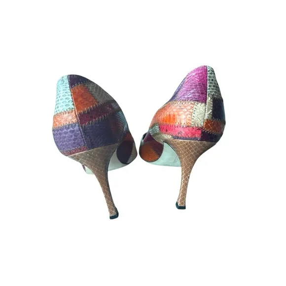 Manolo Blahnik Multicolor Snakeskin Pumps size 37.5 EU