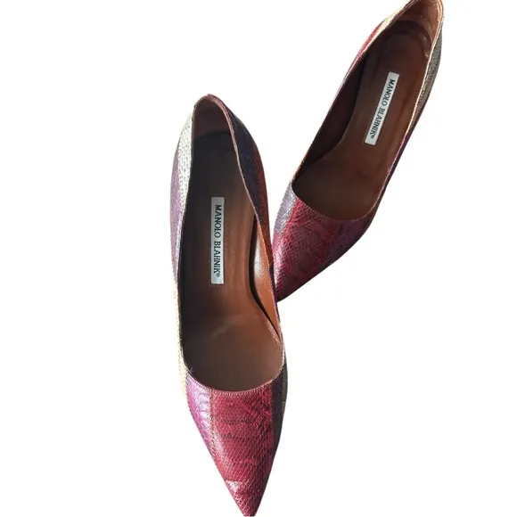 Manolo Blahnik Multicolor Snakeskin Pumps size 37.5 EU