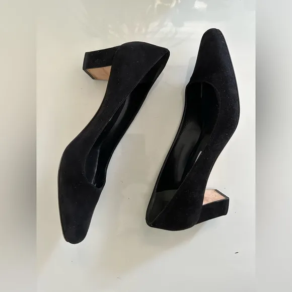 MANOLO BLAHNIK Pumps Block Heels Black Suede Women’s EU:38/US:8