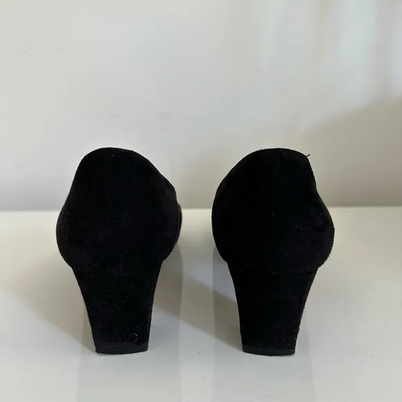 MANOLO BLAHNIK Pumps Block Heels Black Suede Women’s EU:38/US:8