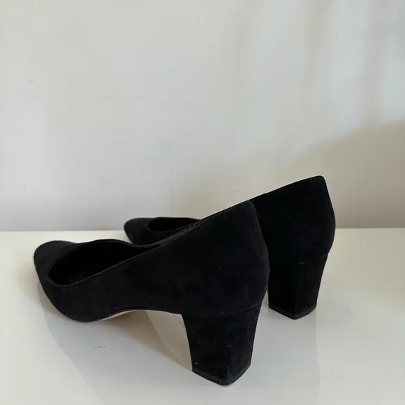 MANOLO BLAHNIK Pumps Block Heels Black Suede Women’s EU:38/US:8