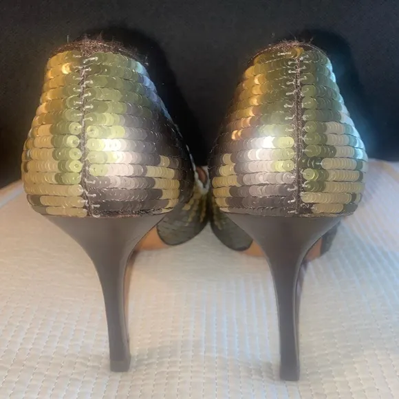Manolo Blahnik Sequin Camouflage Pattern Heels, Size 38.5