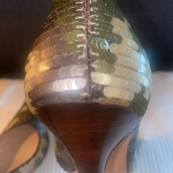 Manolo Blahnik Sequin Camouflage Pattern Heels, Size 38.5