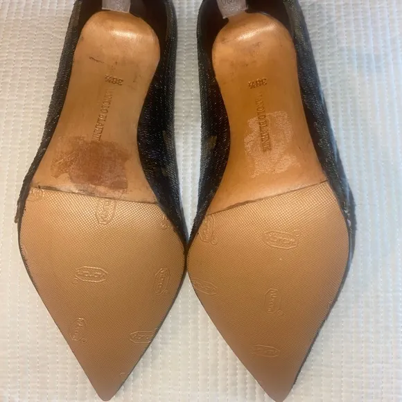 Manolo Blahnik Sequin Camouflage Pattern Heels, Size 38.5