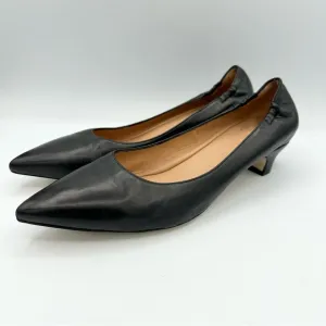 Mara Bini Kitten Heel Pointed Toe Pumps black leather shoes Classic