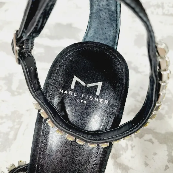 Marc Fisher Black Sandals with Silver Accents
