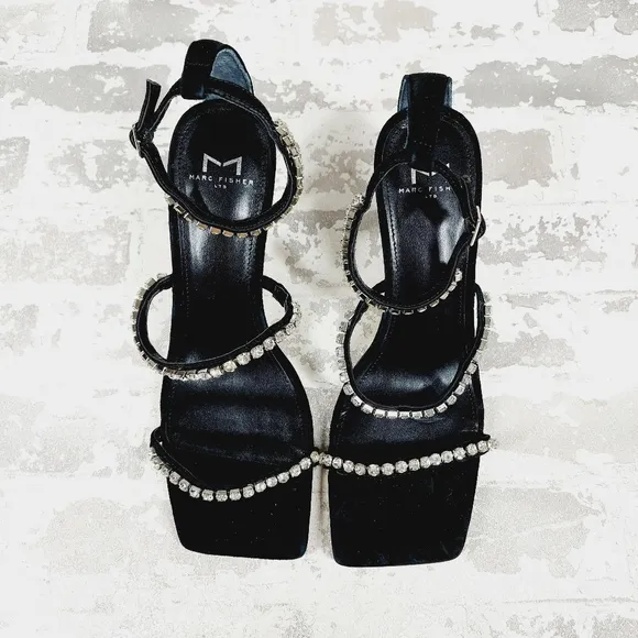 Marc Fisher Black Sandals with Silver Accents