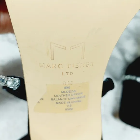 Marc Fisher Black Sandals with Silver Accents