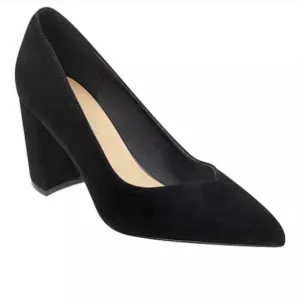 Marc Fisher Black Suede Pointy Toe Block Heel Pumps Shoes 9M