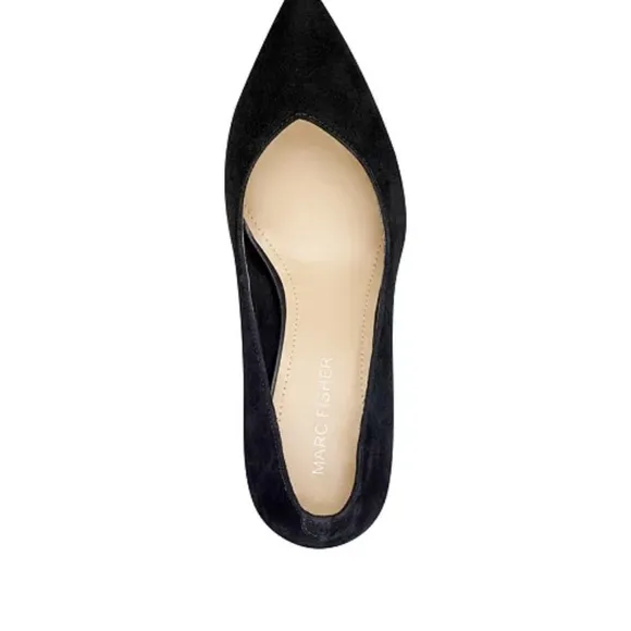 Marc Fisher Black Suede Pointy Toe Block Heel Pumps Shoes 9M