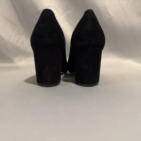 Marc Fisher Black Suede Pointy Toe Block Heel Pumps Shoes 9M