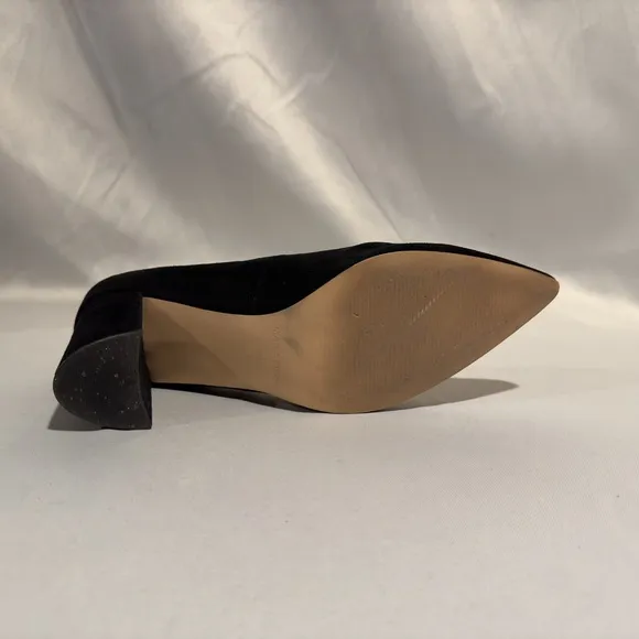 Marc Fisher Black Suede Pointy Toe Block Heel Pumps Shoes 9M