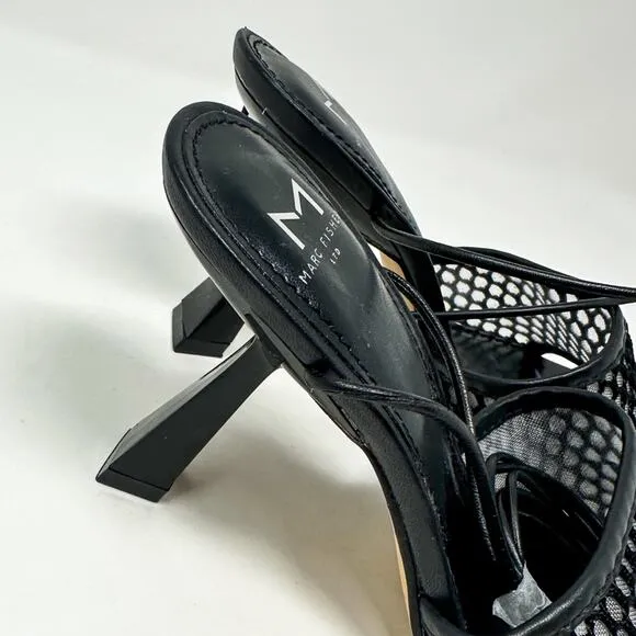 Marc Fisher Dallyn Blk Leather Ankle Strap Slide Sandals NEW Size 6.5 MSRP $150