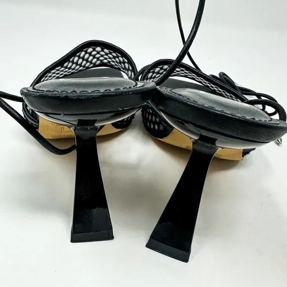Marc Fisher Dallyn Blk Leather Ankle Strap Slide Sandals NEW Size 6.5 MSRP $150