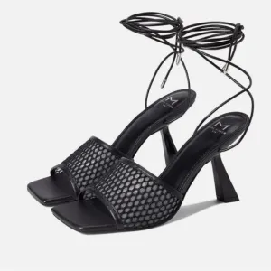 Marc Fisher Dallyn Blk Leather Ankle Strap Slide Sandals NEW Size 6.5 MSRP $150