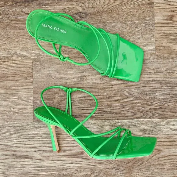 Marc Fisher Womens Green Square Toe Dareta Sandals Size 11