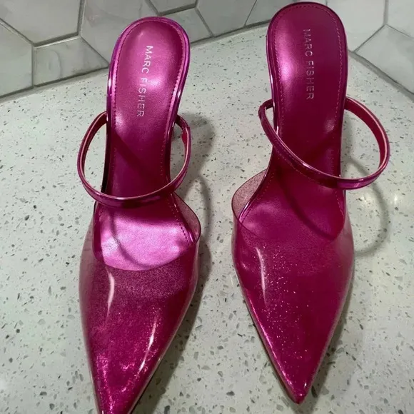 Marc Fisher Women's Hadais Pointed Toe Slip On Mule Pumps Pink Size 7.5