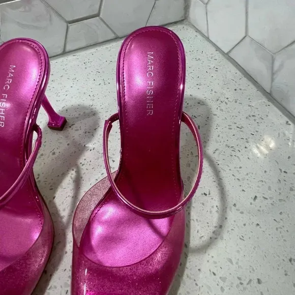 Marc Fisher Women's Hadais Pointed Toe Slip On Mule Pumps Pink Size 7.5