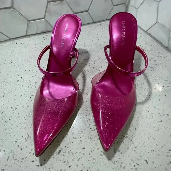 Marc Fisher Women's Hadais Pointed Toe Slip On Mule Pumps Pink Size 7.5