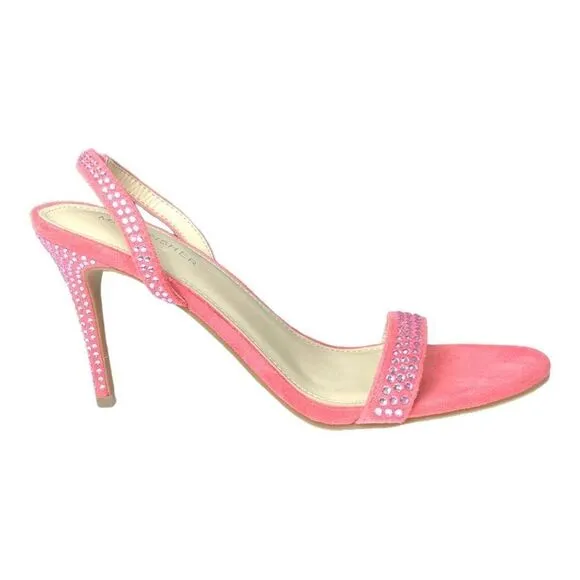 Marc Fisher Women's Pink Open Toe Rhinestone Embellished Heel Sandals Size 9