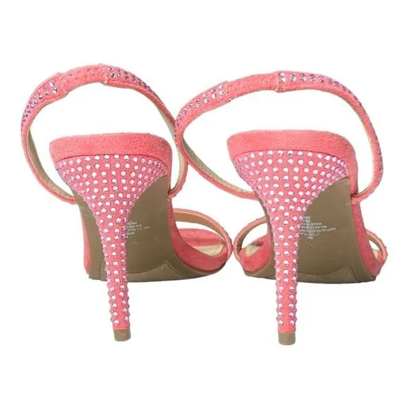 Marc Fisher Women's Pink Open Toe Rhinestone Embellished Heel Sandals Size 9