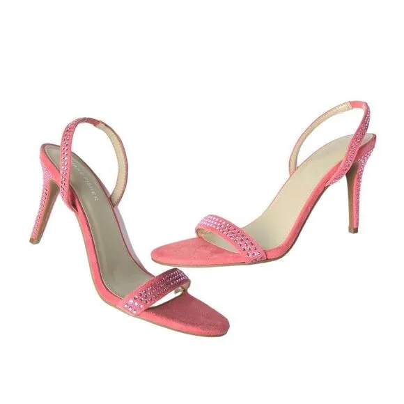 Marc Fisher Women's Pink Open Toe Rhinestone Embellished Heel Sandals Size 9