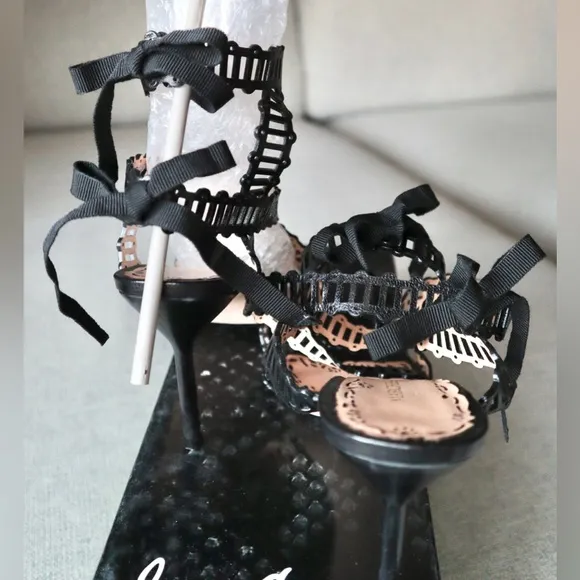MARCHESA Leather Lasercut Accents Heels - Size 36