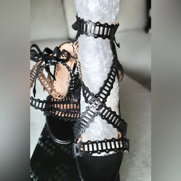 MARCHESA Leather Lasercut Accents Heels - Size 36