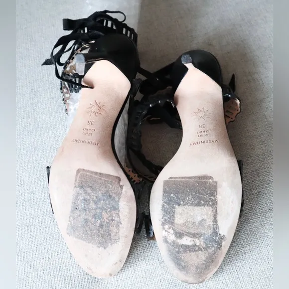 MARCHESA Leather Lasercut Accents Heels - Size 36