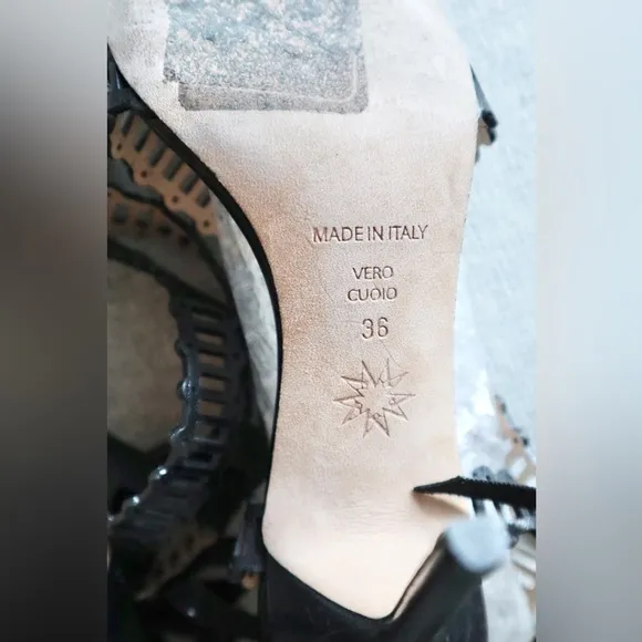 MARCHESA Leather Lasercut Accents Heels - Size 36