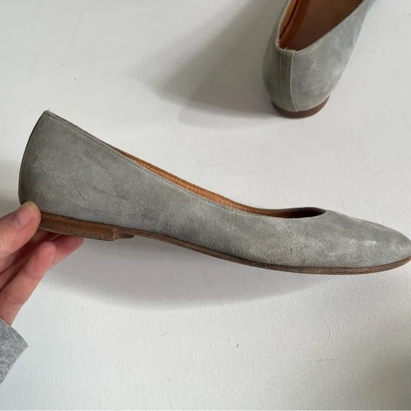 Margaux Suede Flats Women’s Leather Shoes Light Blue Teal Classic Footwear 36