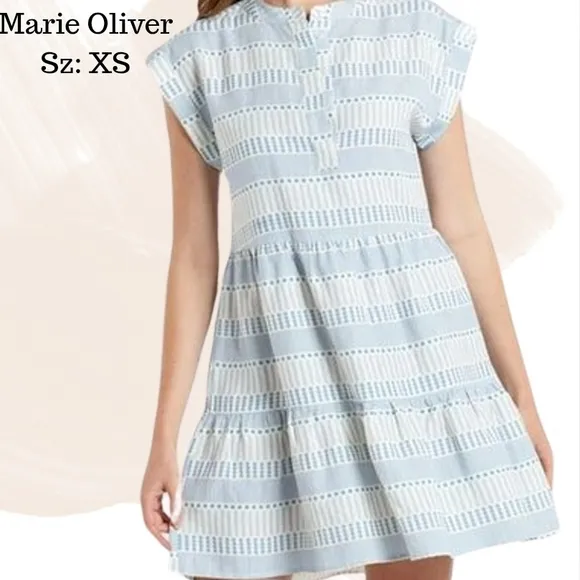 Marie Oliver Blue and White Striped Dress