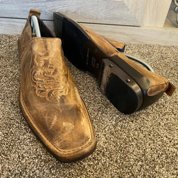 Mark Nason Rock Never Dies Brown Distressed Leather Loafers Shoes Size 10.5