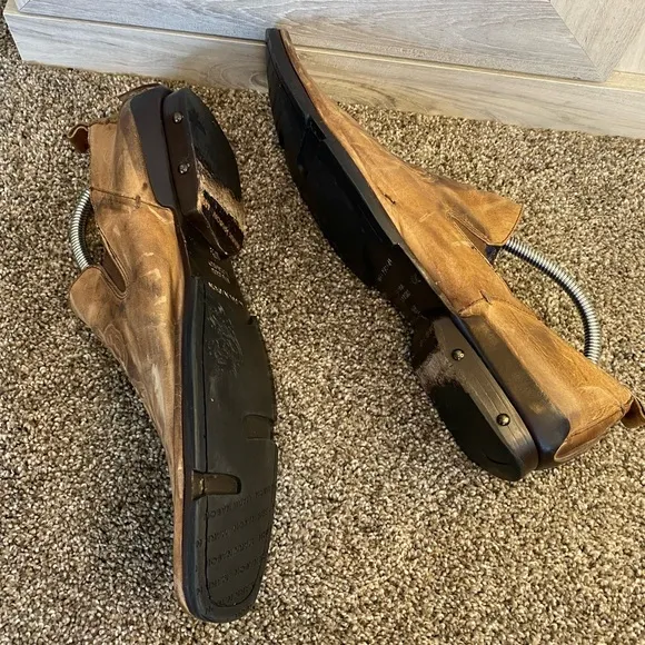 Mark Nason Rock Never Dies Brown Distressed Leather Loafers Shoes Size 10.5