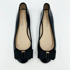 Maud Frizon Women's Black Patent Leather Ballet Flats W/Enamel Accent w/ Bow 6.5